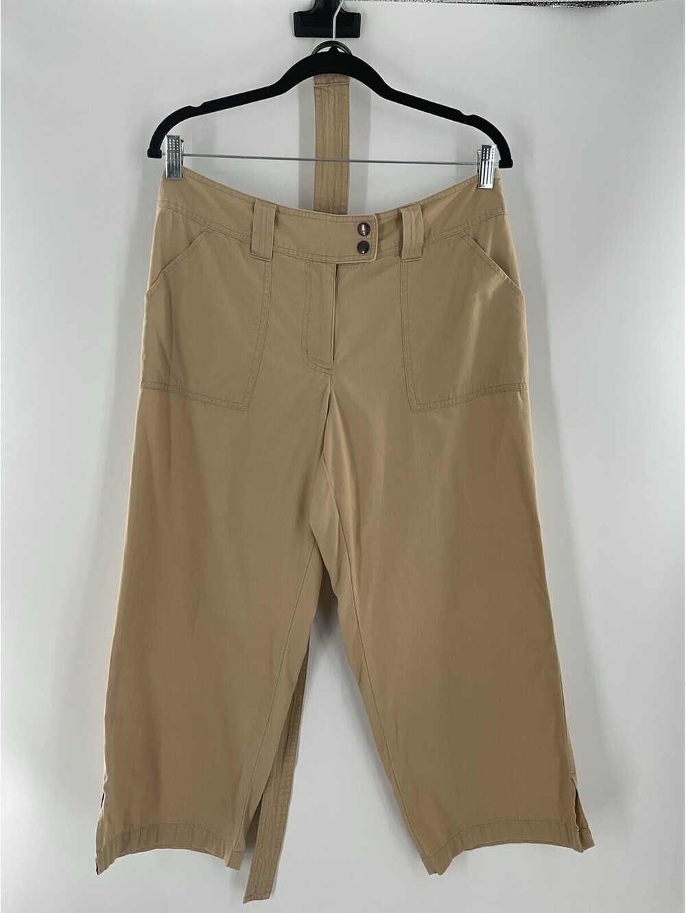 New York & Company Women’s Belted Khaki Caprice Size 10 Light Brown 122